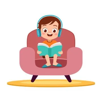 Kid reading book vector illustration Stock-Illustration
