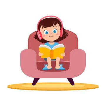 Kid reading book vector illustration Stock-Illustration