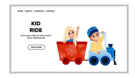 Kid Ride Train Attraction In Amusement Park Vector Stock Illustration