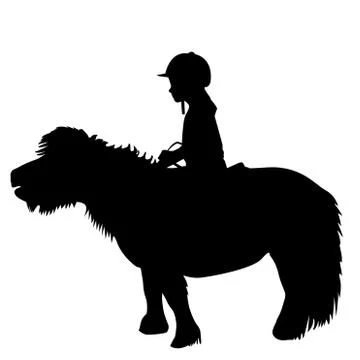 Kid riding a pony Stock Illustration