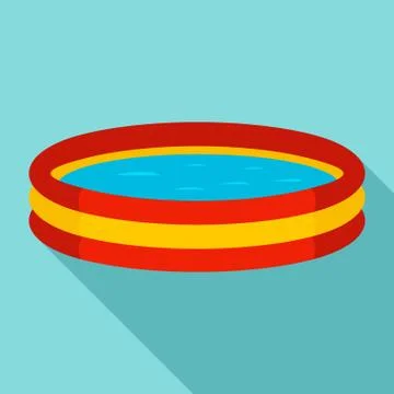 Kid round pool icon, flat style Stock Illustration