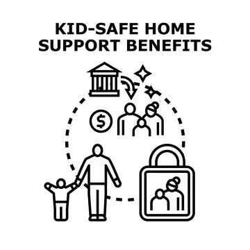 Kid safe home support benefits vector illustration Stock Illustration