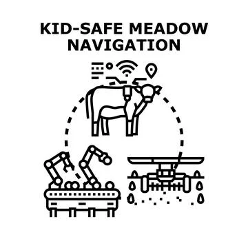 Kid safe meadow navigation technology concept Stock Illustration