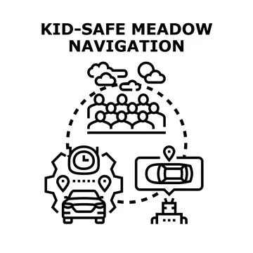 Kid safe meadow navigation vector concept Stock Illustration