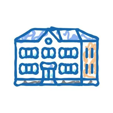 Kid school building icon doodle illustration Ilustración de archivo