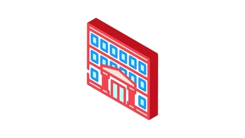 Kid school building isometric icon animation 스톡 동영상 327281306