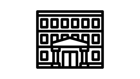 Kid school building line icon animation 스톡 동영상 326752296