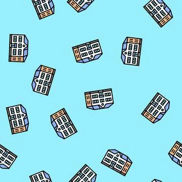 Kid school building vector seamless pattern Ilustración de archivo