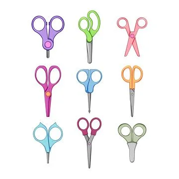 Kid scissors set cartoon vector illustration Illustrazione stock