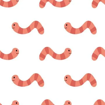 Kid Seamless Vector Pattern with Striped Worm. Stock Illustration