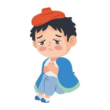 Kid sick with cold and flu Stock-Illustration