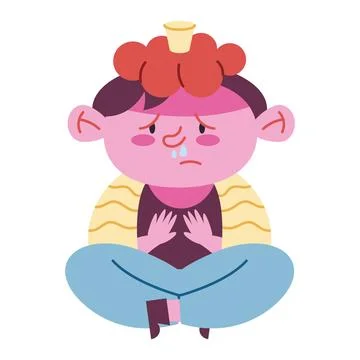 Kid sick with flu illustration Stock-Illustration