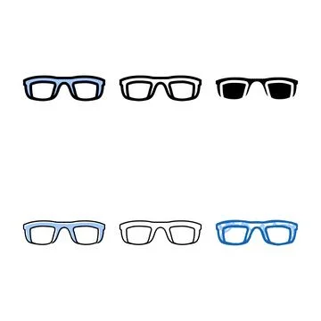 Kid simplified boy glasses frame color icon vector Stock Illustration