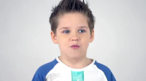 Kid is sincerely surprised in slow motion Stock Footage 58935143