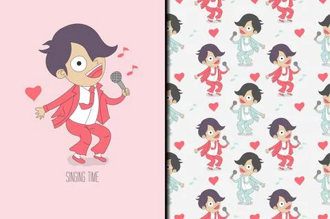 A kid singing hand drawn Illustrazione stock
