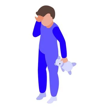 Kid sleep problems icon isometric vector. Bed nightmare Stock Illustration
