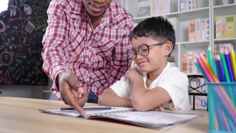 Kid sleeping during having a private class at home and teacher walking Stock Footage 165436729