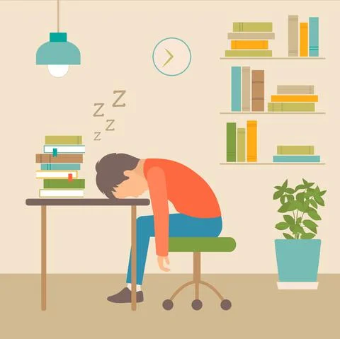 Kid slleeping at shool Stock Illustration