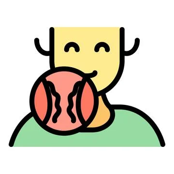 Kid smiling tonsillitis icon color outline vector Stock Illustration