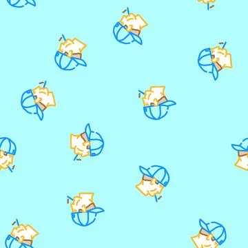 Kid smoking cigarette vector seamless pattern Illustrazione stock
