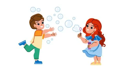 Kid soap bubbles vector Stock Illustration