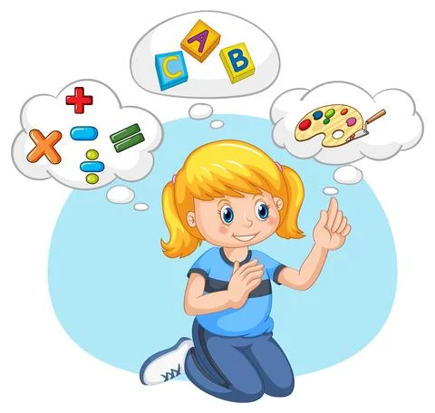 A kid with speech bubble templates learning on white background Illustrazione stock