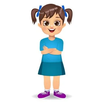 Kid standing with hands crossed vector Stock Illustration