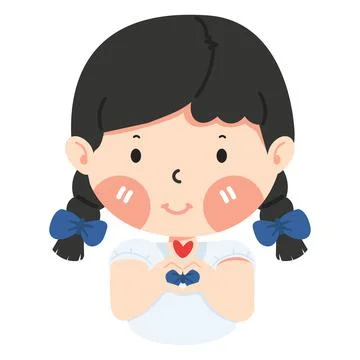 Kid student making a heart shape Stock Illustration
