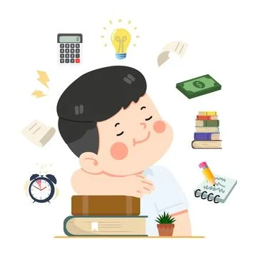 Kid student multitask activities Concept Stock Illustration