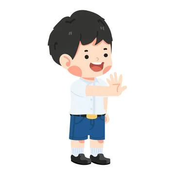 Kid student  showing hand  stop gesture Stock Illustration