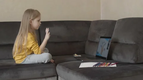 Kid Is Studiyng An Online Class. Stock Footage 151544353
