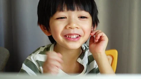 Kid study education learning online from home with video conference meeting Stock Footage 146568008