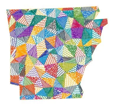 Kid style map of Arkansas. Hand drawn polygons in the shape of Arkansas. Ve.. イラスト素材