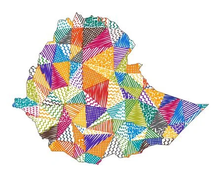 Kid style map of Ethiopia. Hand drawn polygons in the shape of Ethiopia. Ve.. イラスト素材