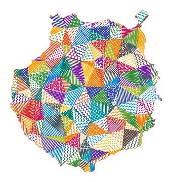 Kid style map of Gran Canaria. Hand drawn polygons in the shape of Gran Can.. Stock Illustration