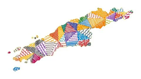 Kid style map of Hydra. Hand drawn polygons in the shape of Hydra. Vector i.. Illustrazione stock