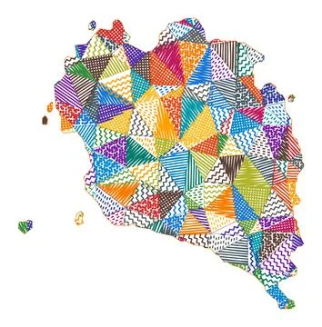 Kid style map of Ko Pha Ngan. Hand drawn polygons in the shape of Ko Pha Ng.. Stock-Illustration