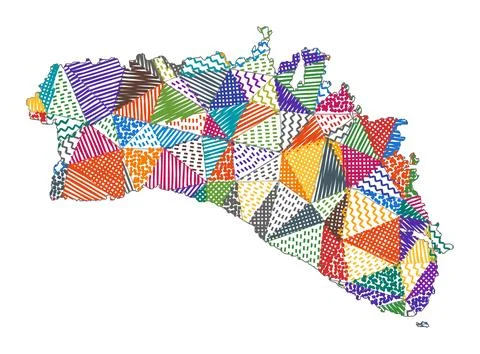 Kid style map of Minorca. Hand drawn polygons in the shape of Minorca. Vect.. 스톡 일러스트