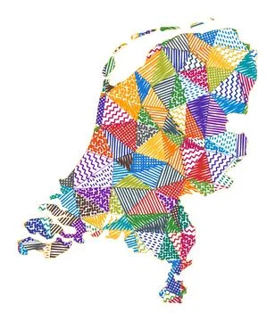 Kid style map of Netherlands. Hand drawn polygons in the shape of Netherlan.. Stock Illustration