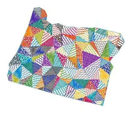 Kid style map of Oregon. Hand drawn polygons in the shape of Oregon. Vector.. Stock Illustration