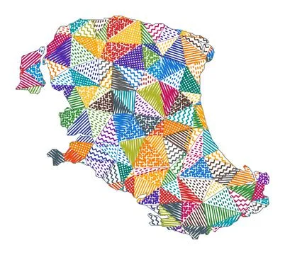 Kid style map of Parrot Cay. Hand drawn polygons in the shape of Parrot Cay.. Stock Illustration