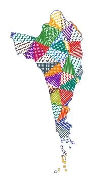 Kid style map of Phu Quoc. Hand drawn polygons in the shape of Phu Quoc. Ve.. Stock Illustration