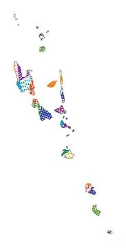 Kid style map of Vanuatu. Hand drawn polygons in the shape of Vanuatu. Vect.. 스톡 일러스트