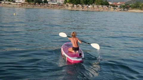 Kid on SUP board. Stock Footage 202721500