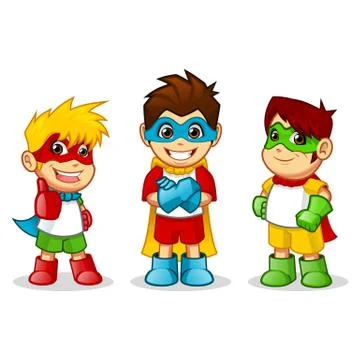 Kid Super Heroes Vector Stock Illustration