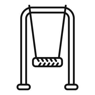 Kid swinging on empty swing set in playground Stock Illustration