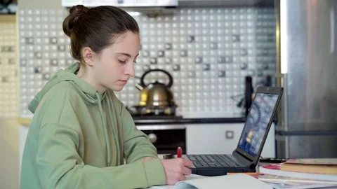 Kid Taking Online Course Stock Footage 126748802