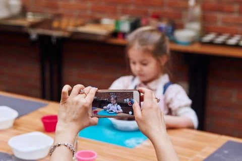Kid taking part in baking workshop Stock Photos