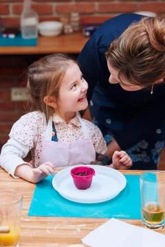 Kid taking part in baking workshop Stock Photos
