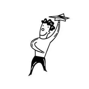 Kid throwing a paper plane Stock Illustration